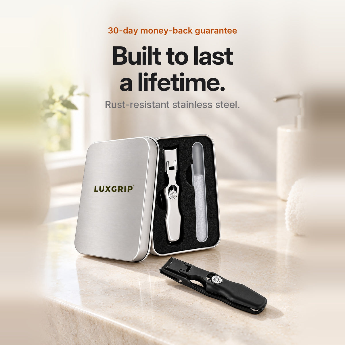 LuxGrip Built to Last a Lifetime - Rust-Resistant Stainless Steel with 30-Day Money-Back Guarantee